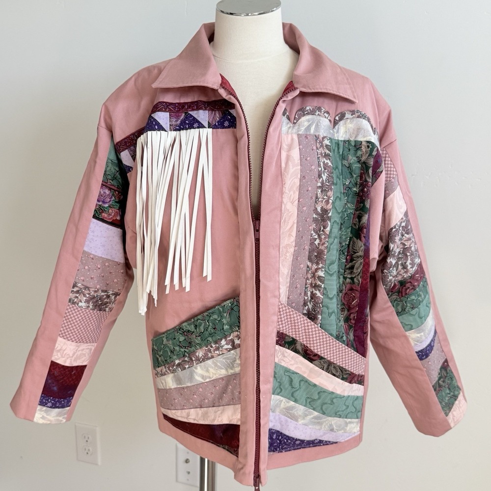VTG Handmade Quilted Jacket Women's M/L Indie Art To Wear Boho